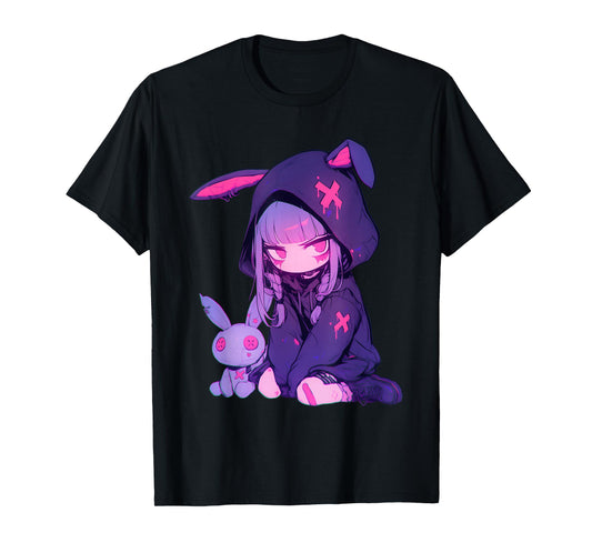 Anime Girl E-Girl Goth Bunny Cute Grunge Edgy Outfit T-Shirt