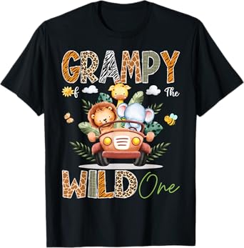 Grampy Of The Wild One 1St Birthday Safari Jungle Truck T-Shirt