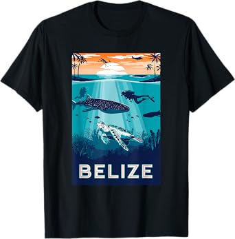 Belize Snorkeling Whale Shark Sea Turtle Caribbean Souvenir T-Shirt