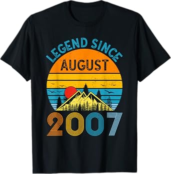 Legend Since August 2007 15th Birthday Vintage 15 Years Old T-Shirt