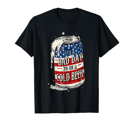 It's a Bad Day to Be a Cold Beer Vintage US Flag 4th of July T-Shirt