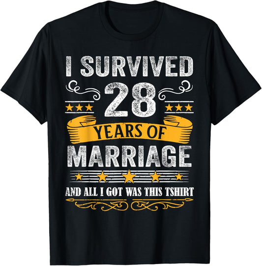 28th Wedding Anniversary shirt Couples Husband Wife 28 Years T-Shirt