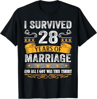 28th Wedding Anniversary shirt Couples Husband Wife 28 Years T-Shirt