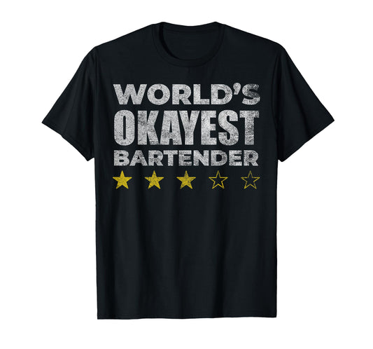 Funny Worlds Okayest Bartender - Vintage Style T-Shirt