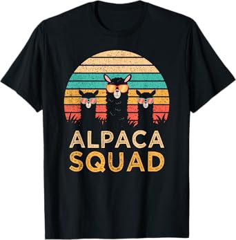 Funny Alpaca Squad Sunglasses Cool Alpacas Vintage Gift T-Shirt