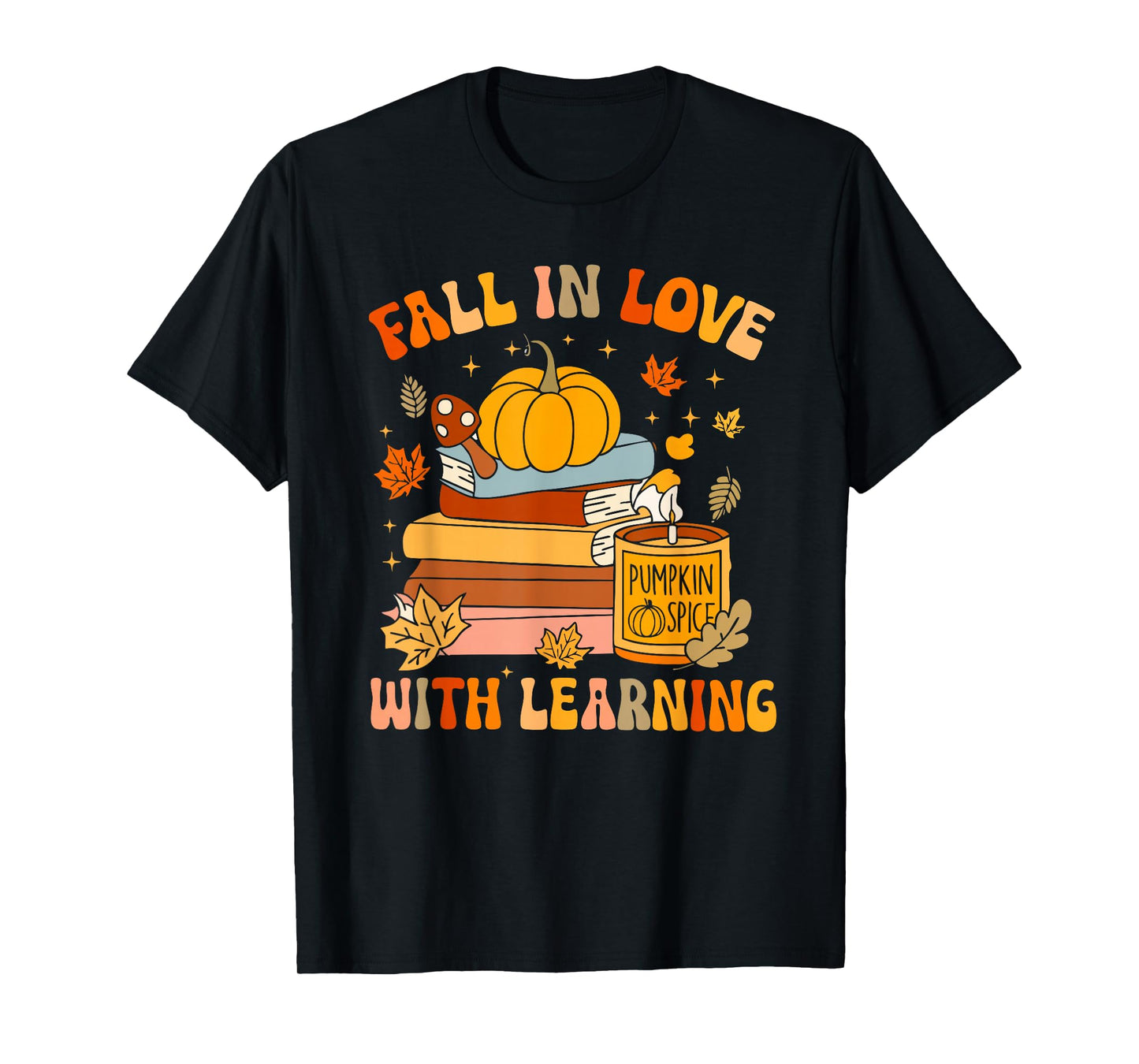 Fall in Love with Learning Autum Thanksgiving Teacher Kids T-Shirt