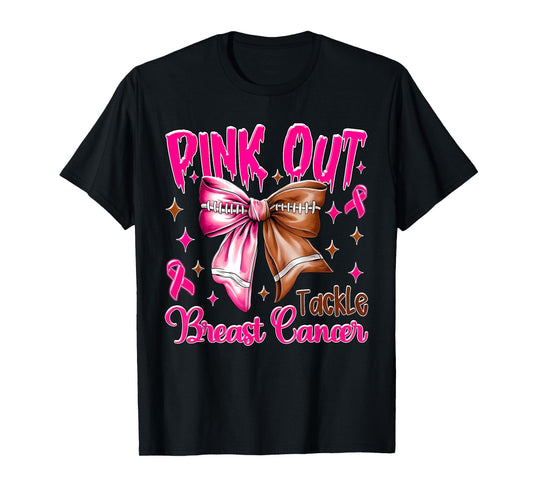 Pink Out Shirt Men Boy Kids Football Breast Cancer Awareness T-Shirt