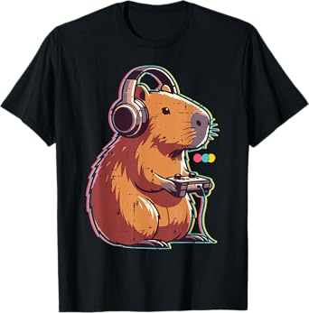 Gaming Capybara Cool Gamer Capy Rodent Men Boys Kids Youth T-Shirt