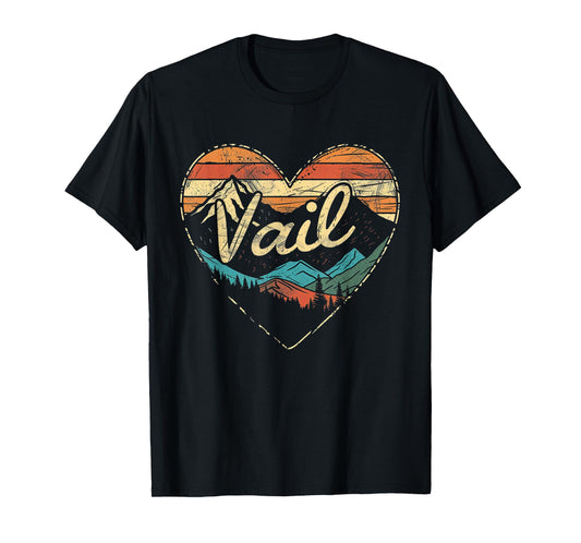 Vail Colorado - Heart Vintage Love Women Kids Retro Graphic T-Shirt