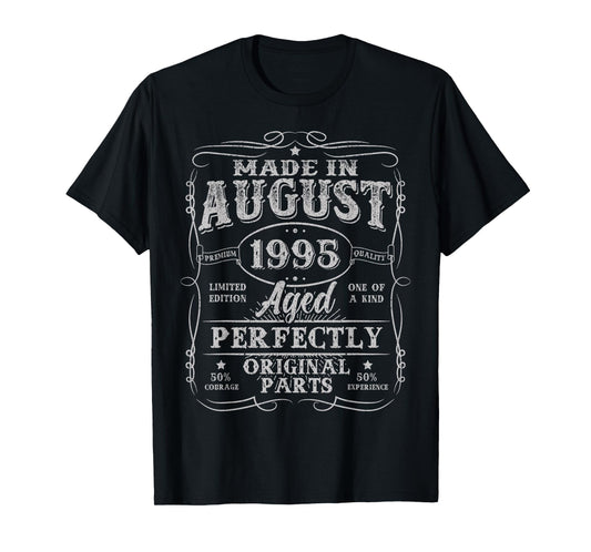 30 Years Old Made In August 1995 Vintage 30th Birthday Men T-Shirt