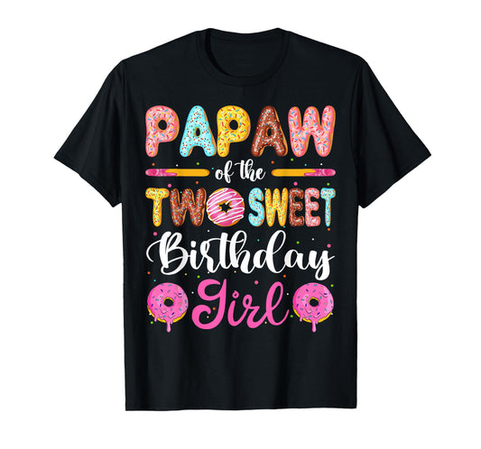 Papaw Of The Two Sweet Birthday Girl Donut 2nd Birthday T-Shirt