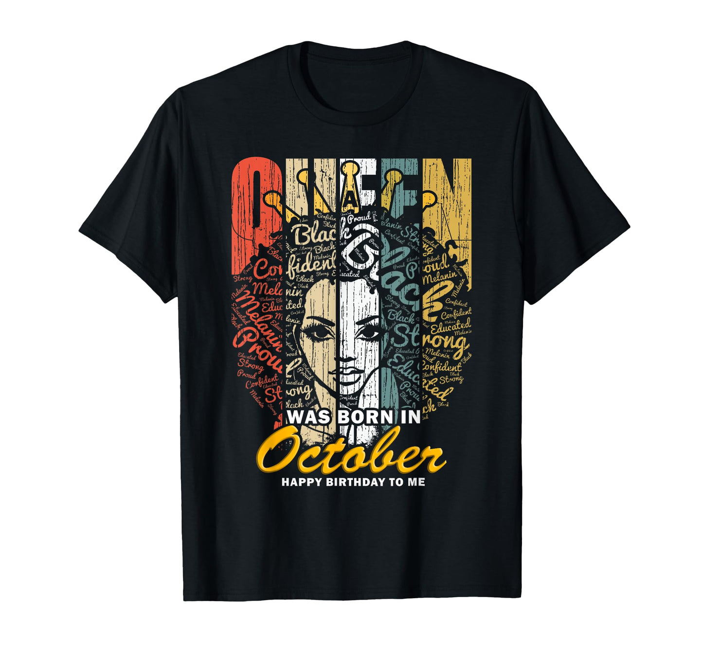 October Birthday Shirts for Women - Black African Queen T-Shirt