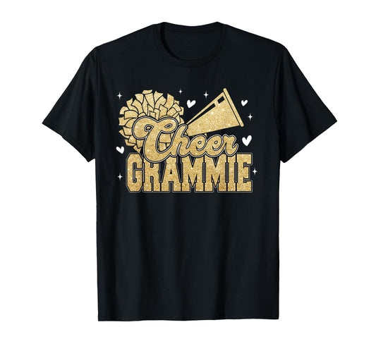 Cheer Grammie Biggest Fan Cheerleader Yellow Gold Pom Pom T-Shirt