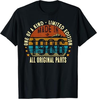 39th Birthday Gifts Men Women Vintage 1986 Original Parts T-Shirt
