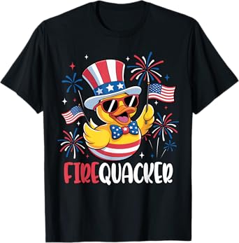 Funny 4th of July Duck Firequacker Patriotic Fourth of July T-Shirt