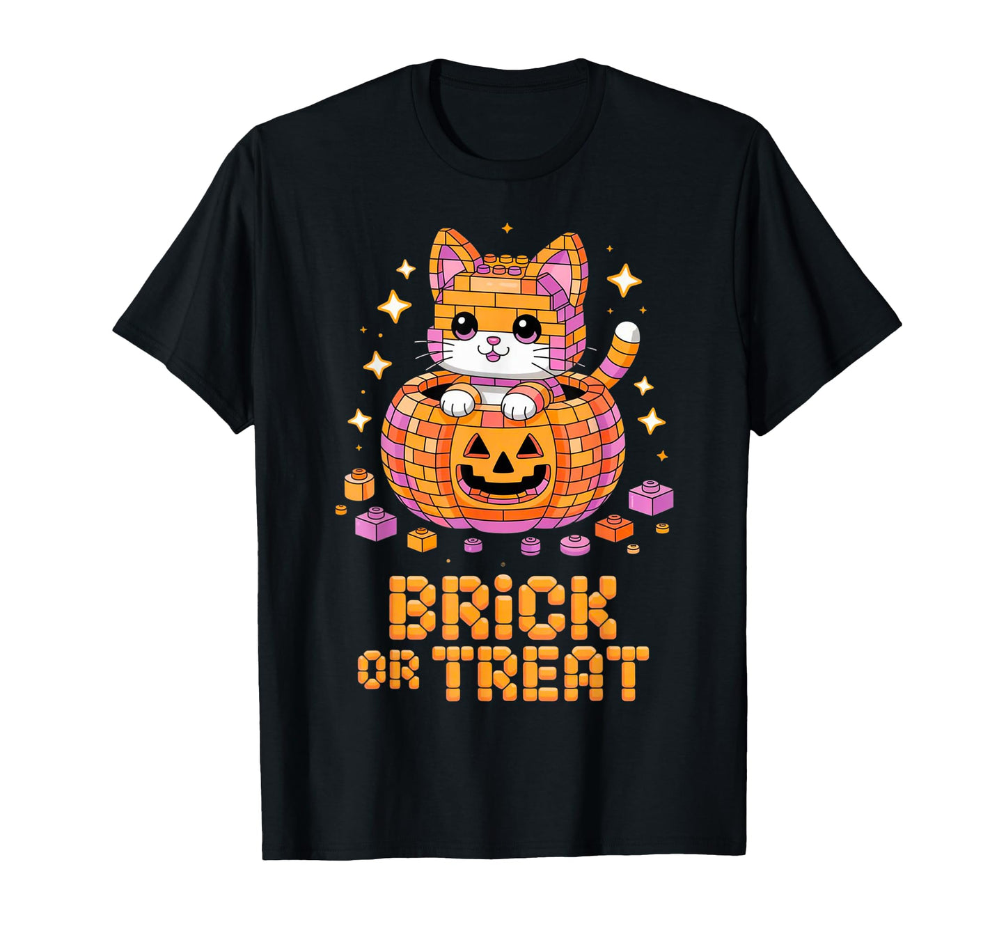 Master Builder Halloween Cat Lover Building Bricks Blocks T-Shirt