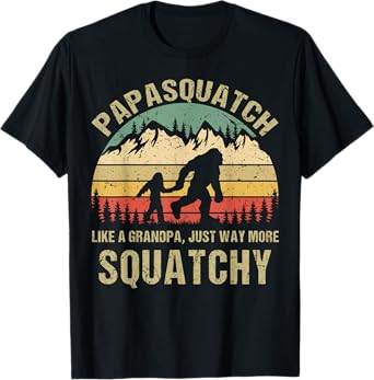 Retro Papa Squatch Like A Grandpa Funny Bigfoot Sasquatchy T-Shirt