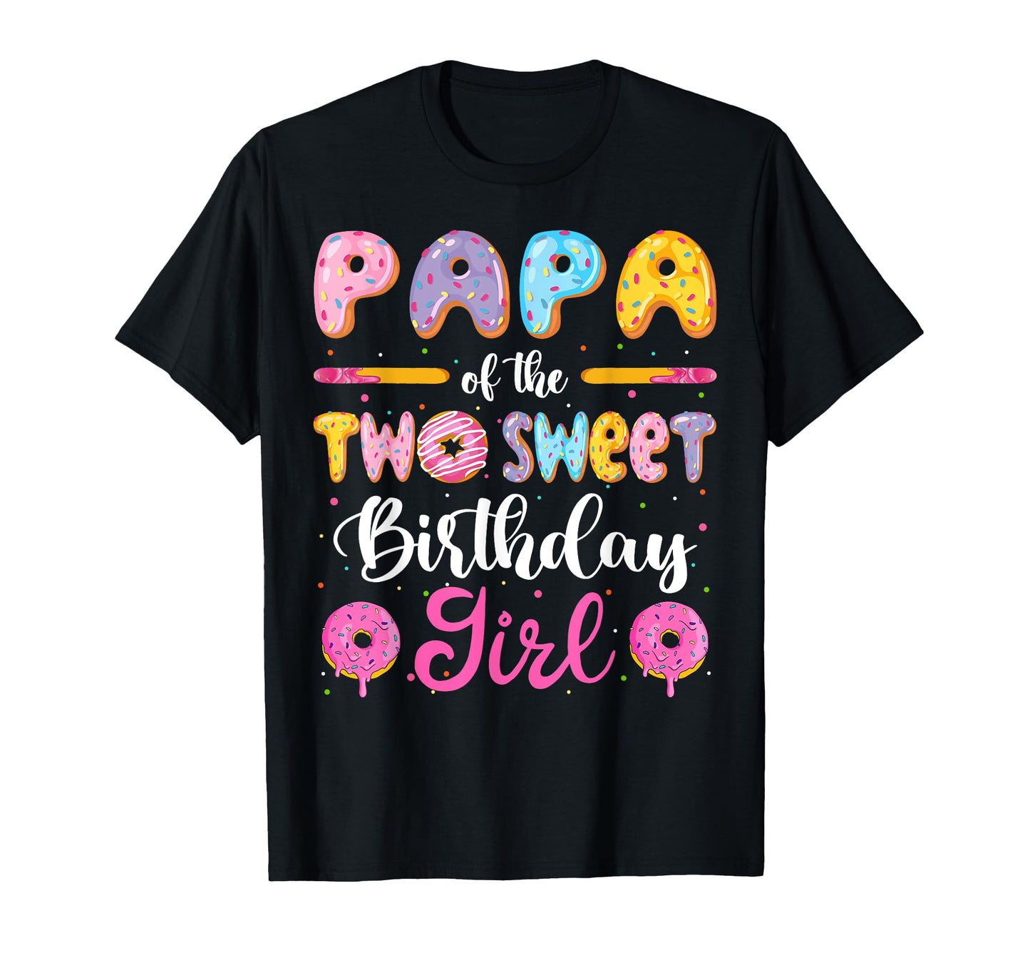 Papa Of The Two Sweet Birthday Girl Donut 2Nd Birthday T-Shirt