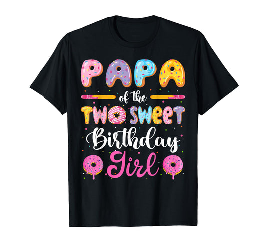 Papa Of The Two Sweet Birthday Girl Donut 2Nd Birthday T-Shirt