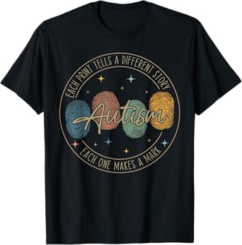 Autism Awareness Fingerprint Celebrate Neurodiversity Tee T-Shirt