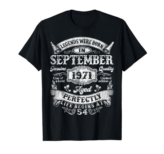 Legend Were Born In September 1971 Vintage 54th Birthday Men T-Shirt