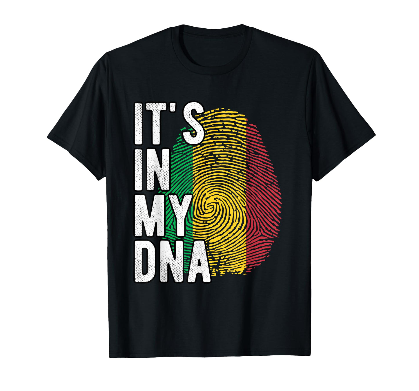 Funny it's in my DNA Mali flag Fingerprint T-Shirt