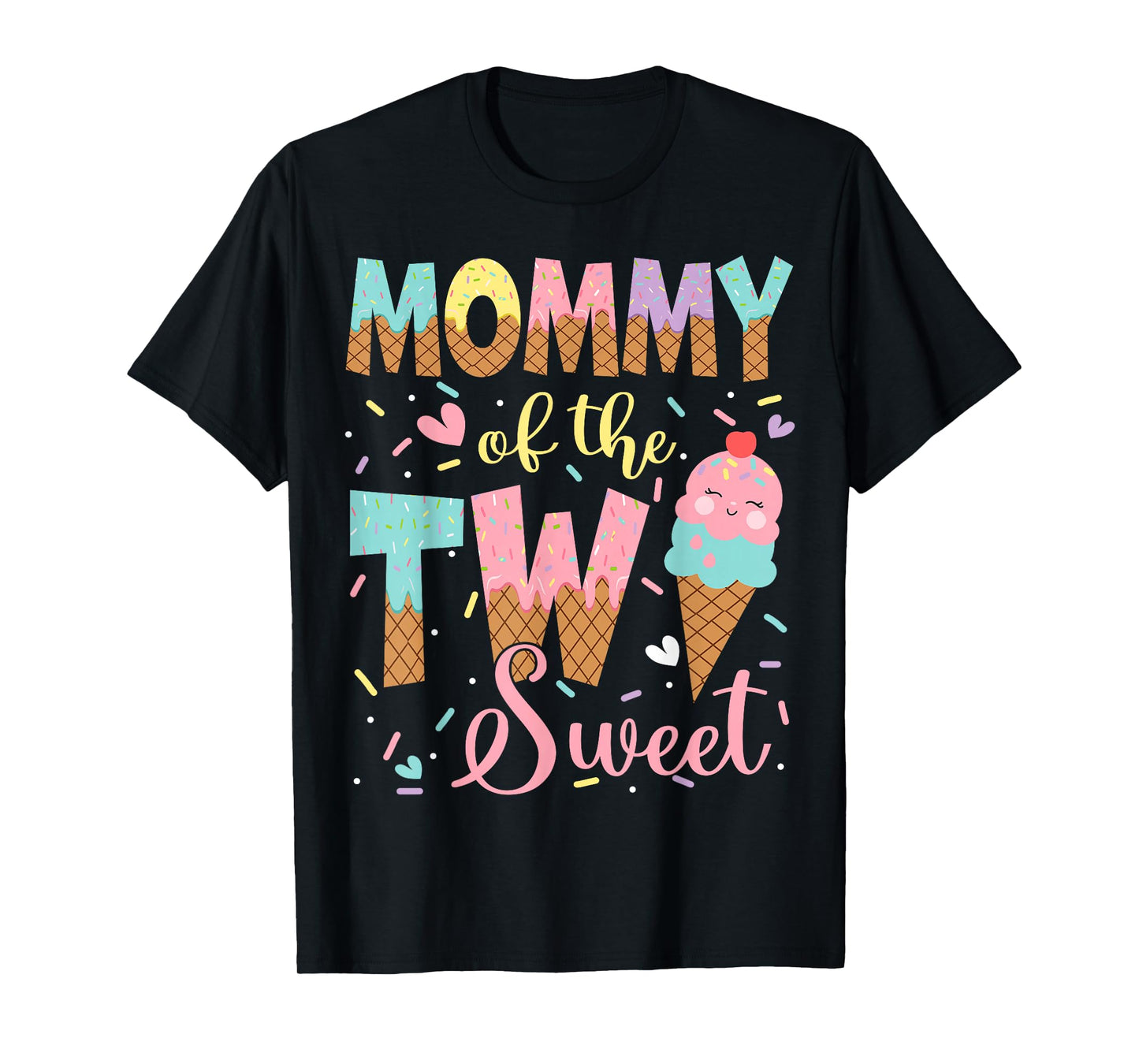 Mommy Of The Two Sweet 2Nd Birthday Girl Ice Cream T-Shirt