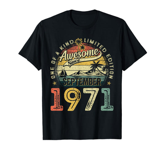 Retro 54 Years Old Vintage September 1971 54th Birthday Men T-Shirt