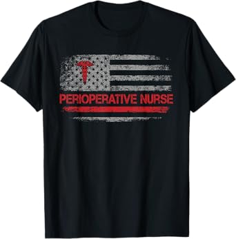 American Flag Nurse Perioperative Nurse Funny Nursing T-Shirt for Women Men