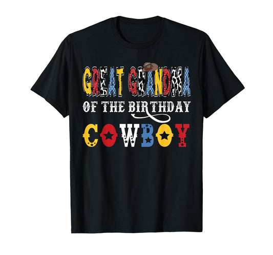 Great Grandma Of The Birthday CowBoy Western Rodeo Grandma T-Shirt