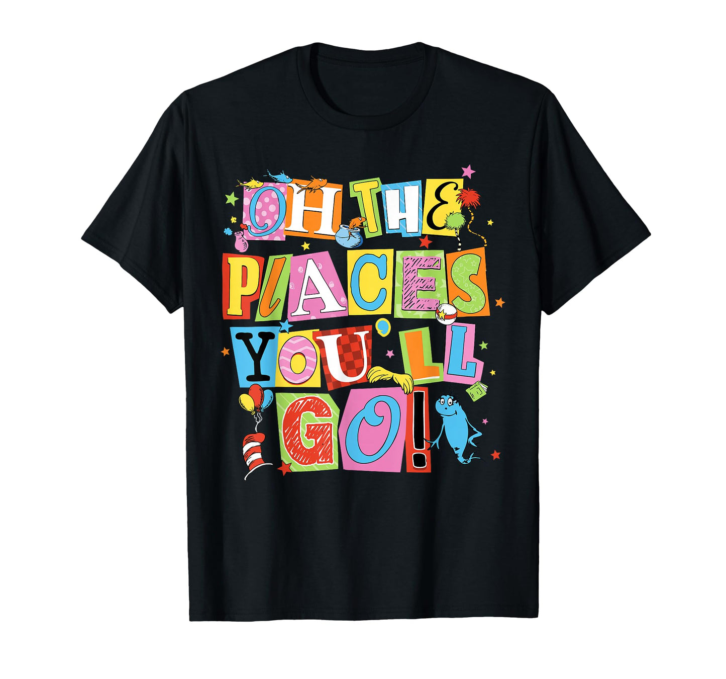 Reading Day Oh Places You Go Doctor Teacher Cat Hat Autism T-Shirt