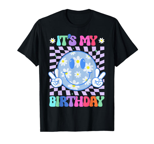 It's My Birthday Women Teens Girls Kid Bday Flower Groovy T-Shirt