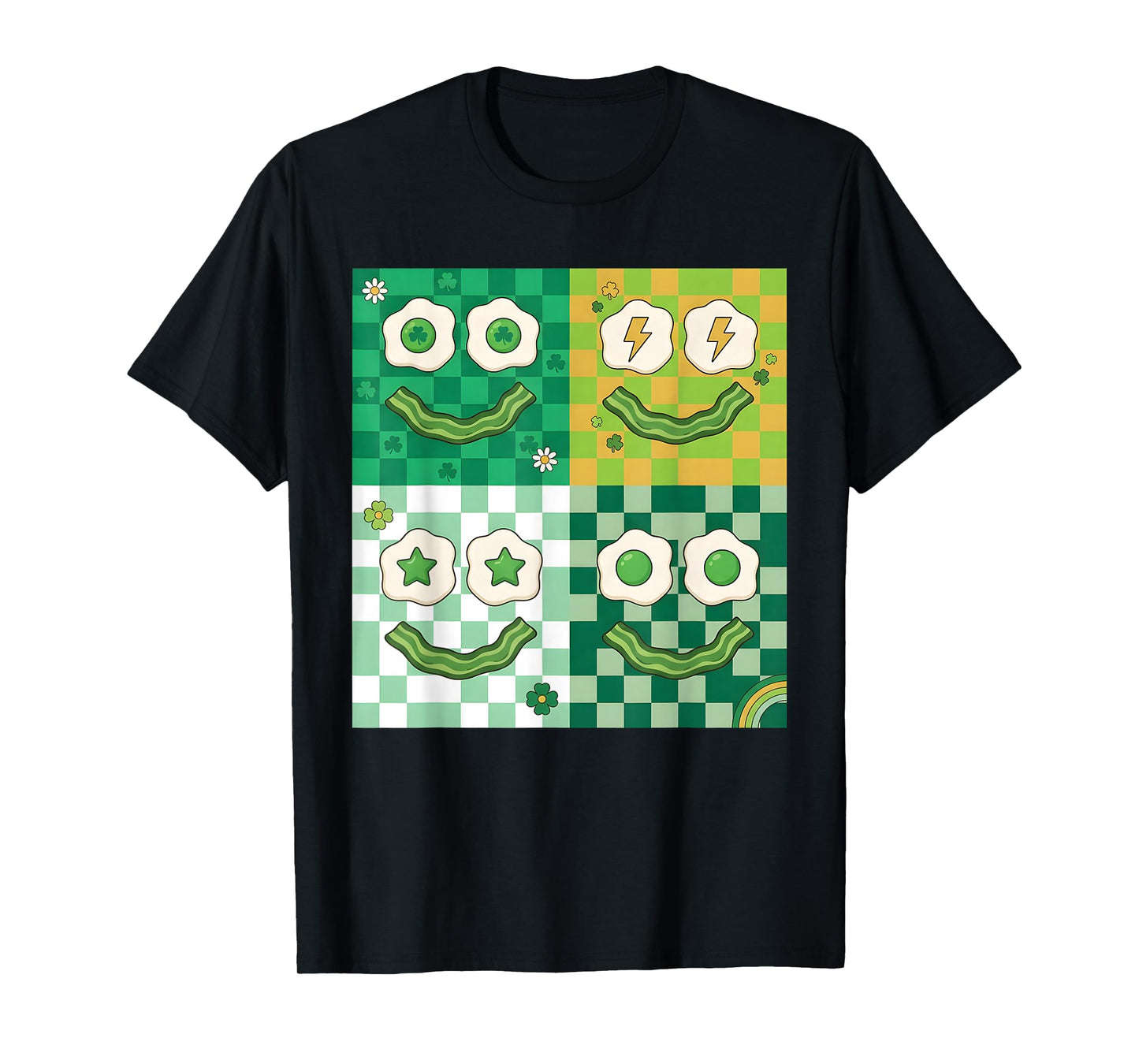 Green Smile Face Eggs and Bacon Ham Breakfast St Patricks T-Shirt