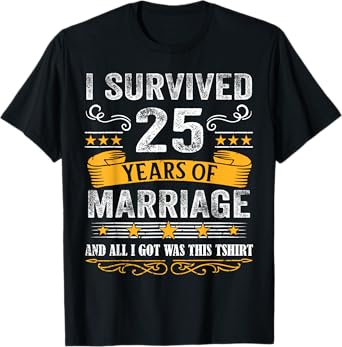 25th Wedding Anniversary shirt Couples Husband Wife 25 Years T-Shirt