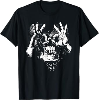 skull with ok pattern graphic T-Shirt