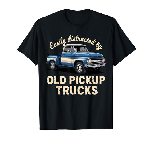 Easily Distracted by Old Pickup Trucks Vintage Trucker Men T-Shirt