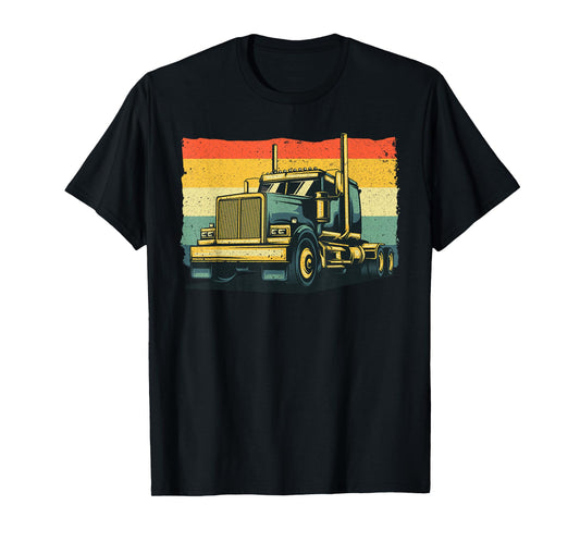 Vintage Trucker Art For Men Women Kids Trucking Truck Driver T-Shirt