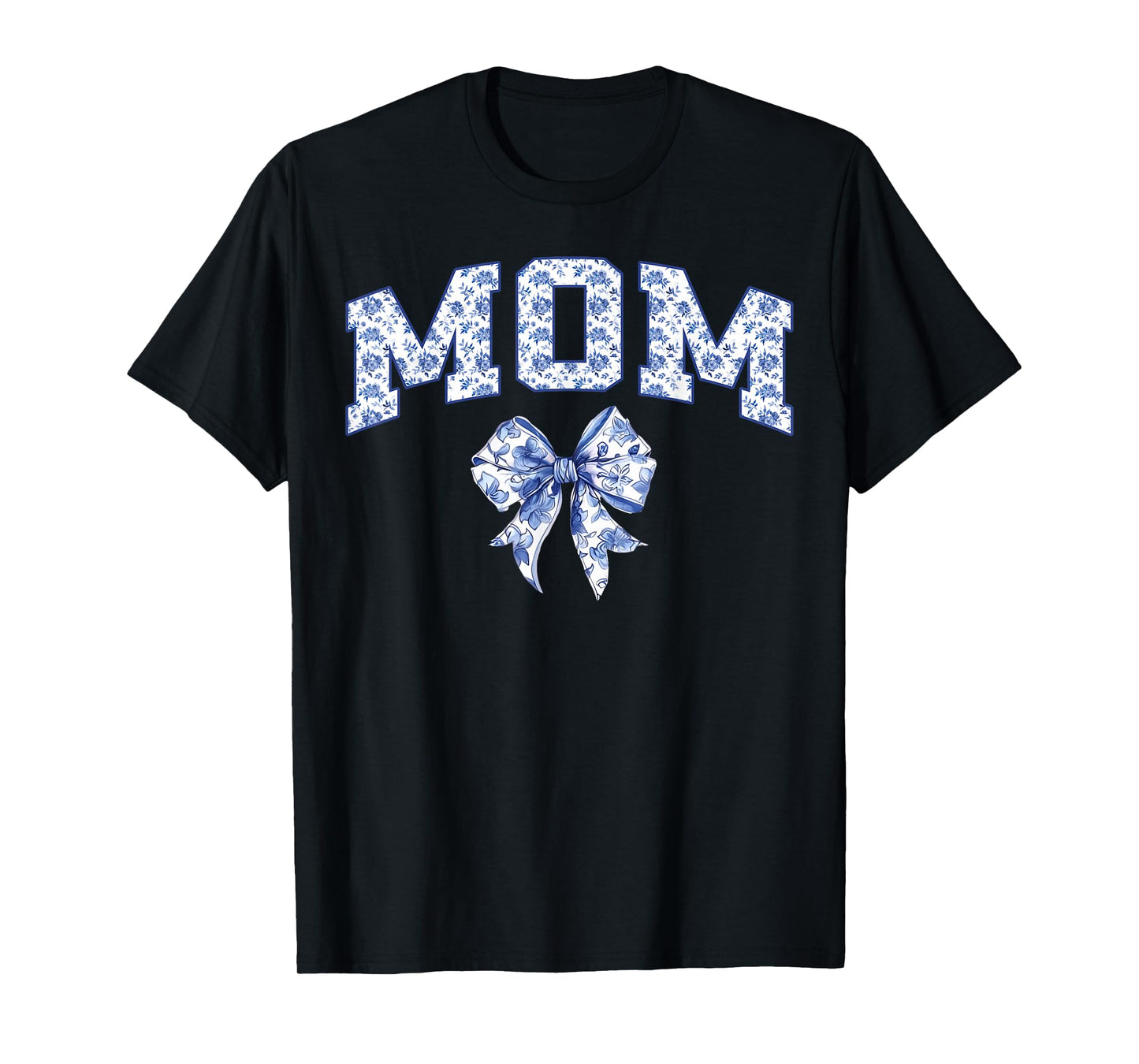 Mom Coquette Toile Blue Bow Floral Family Matching T-Shirt
