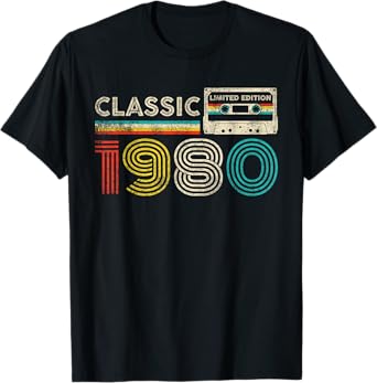 Classic 1980 Retro Birthday Idea 1980 Cassette Tape Vintage T-Shirt