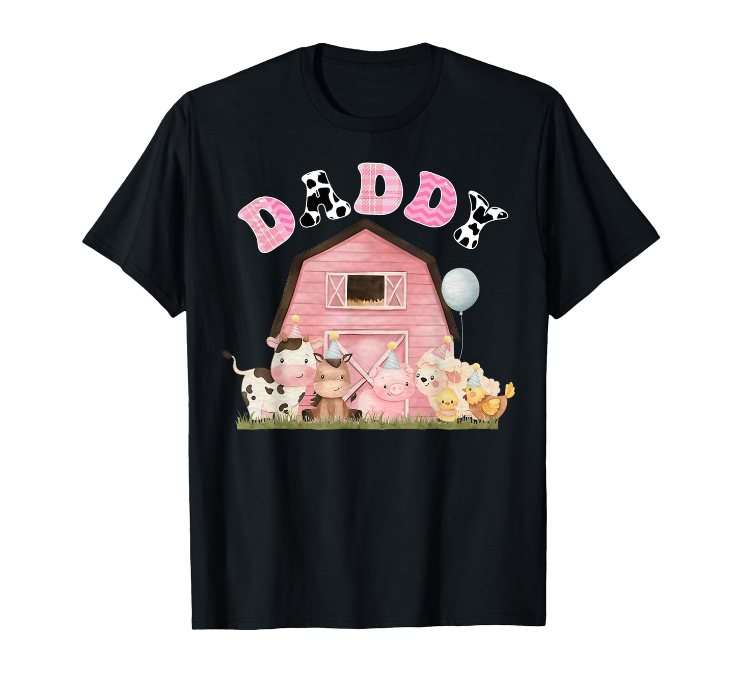 Daddy Pink Farm Animals Birthday Girl Theme Matching Family T-Shirt