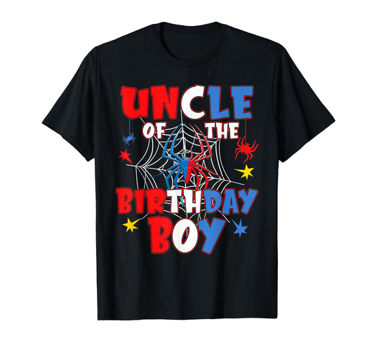 Uncle Of The Birthday Boy Shirt Matching Family Spider Web T-Shirt