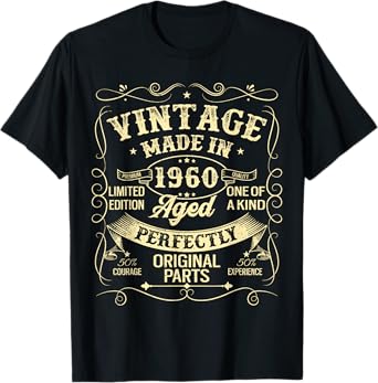 Vintage 1960 Made Or Born In 1960 Original Parts Birthday T-Shirt