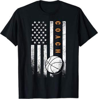 Basketball Coach American Flag Basketball Trainer Coaching Women Men T-Shirt