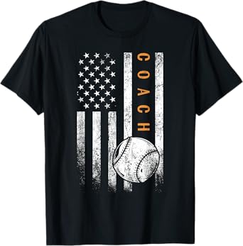 Baseball Coach American Flag Baseball Trainer Coaching T-Shirt