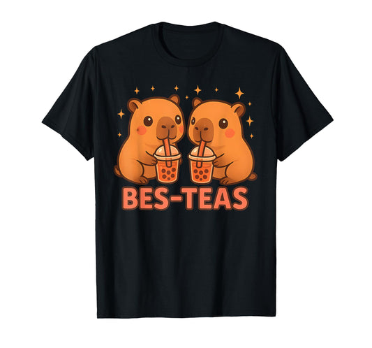 Capybara Boba Tea Best Friend Bubble Tea BFFs Matching Kids T-Shirt
