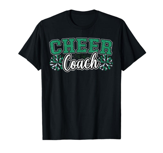 Loud Proud Cheer Coach Pom Poms Green Cheerleader Women T-Shirt