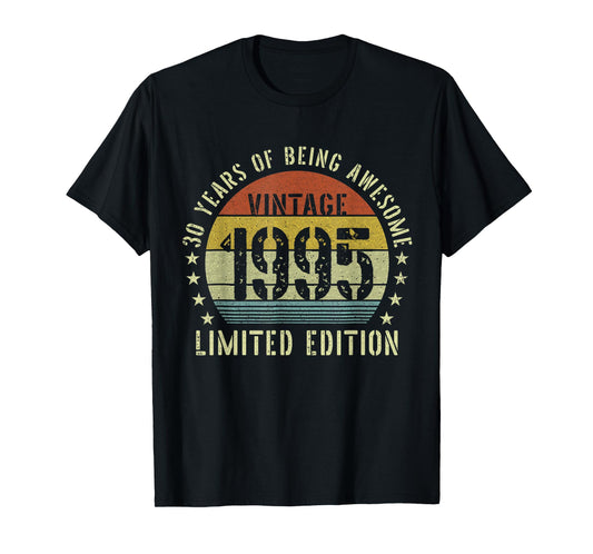 Vintage 1995 30th Birthday Gifts 30 Year Old Women Men T-Shirt