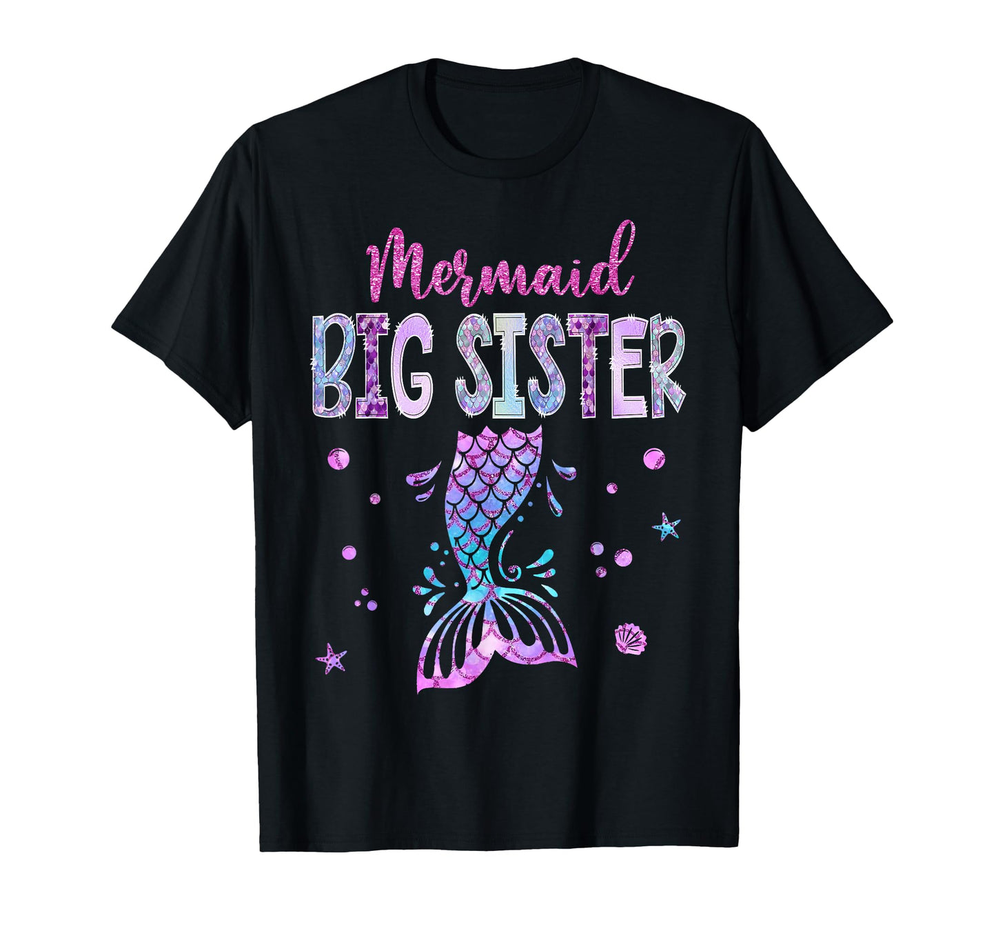 Mermaid Big Sister Birthday Party Girl Family Matching T-Shirt