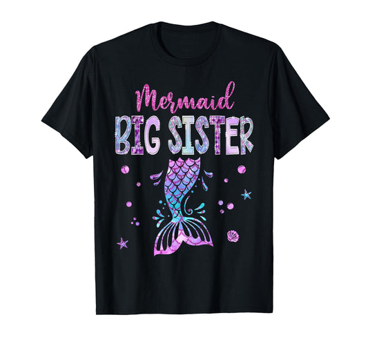 Mermaid Big Sister Birthday Party Girl Family Matching T-Shirt