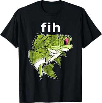 "Fih" Funny Misspelling Fish Meme, Simple Humor T-Shirt